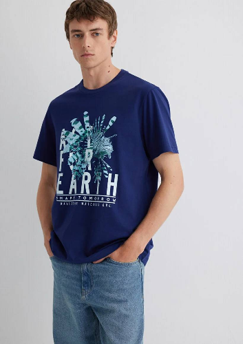 Resim Mavi Regular Erkek  T-shirt M0612671-70496