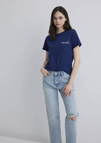 Resim Mavi Semi Slim Kadın  T-shirt M1612962-70722
