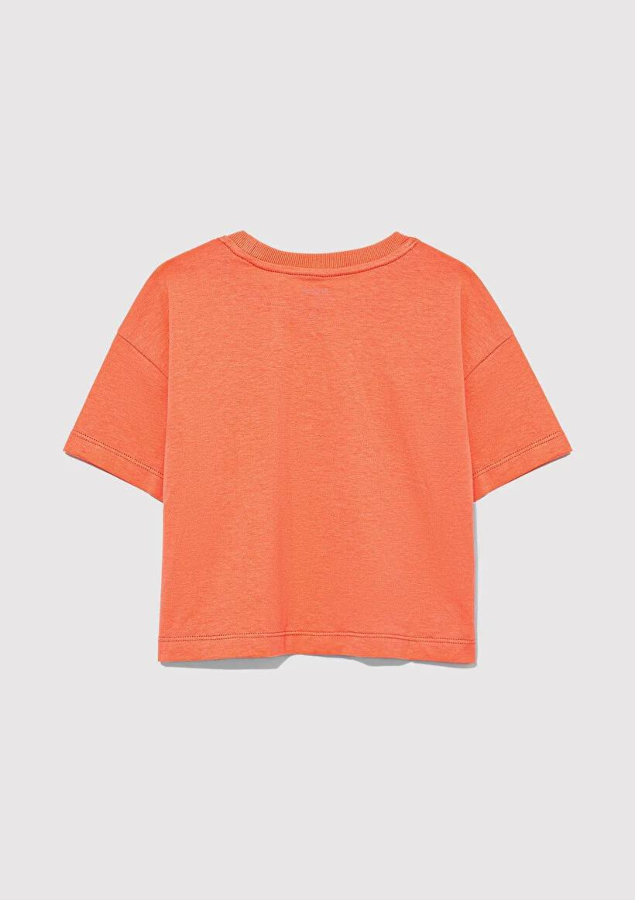 Resim Mavi Logo Baskılı Crop Kız Çocuk T-Shirt M7610181-71271