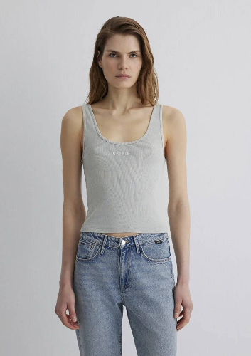 Resim Mavi Askılı Penye Kadın T-shirt M1612584-70075