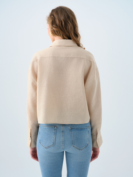 Resim Loft Kadın Loose Long Crop uzun KOLGömlek Lf2038401