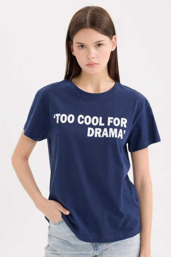 Resim Defacto Kadın Kısa Kol T-shirt D9605AX/NV241