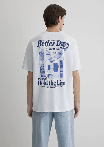 Resim Mavi Loose Erkek  T-shirt M0612462-70793