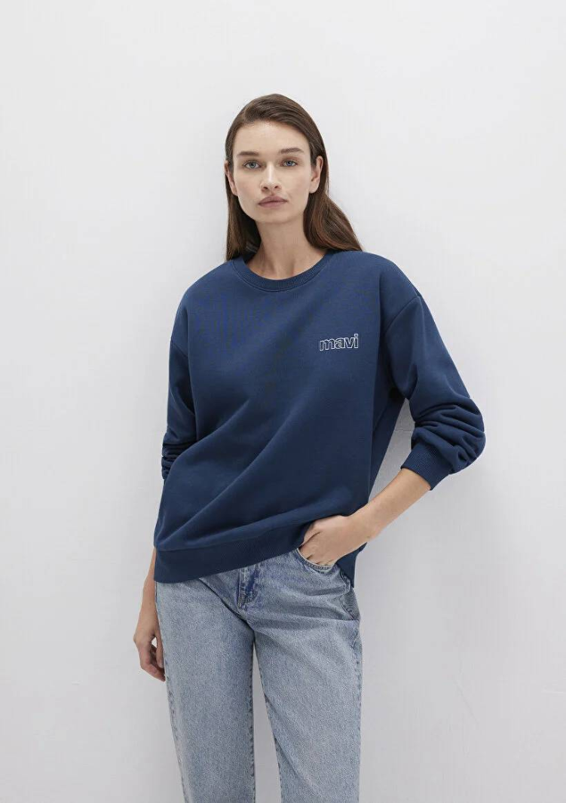 Resim Mavi Uzun Kol Kadın Sweat M1611656-82454