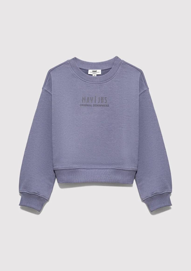 Resim Mavi Logo Baskılı Kız Çocuk Sweat M7S10146-88095