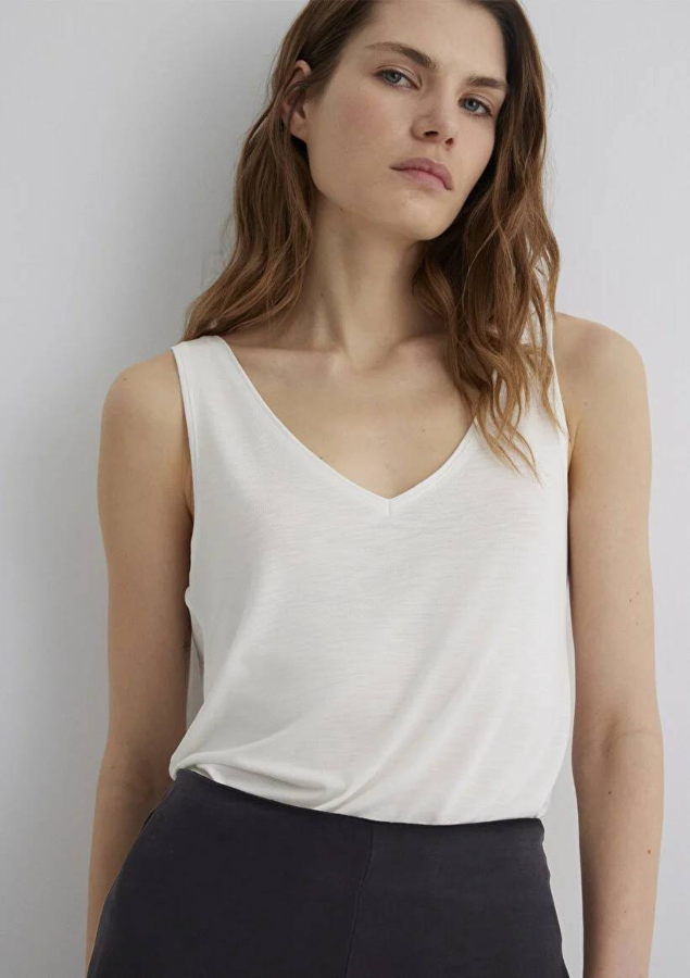 Resim Mavi Kolsuz Penye Kadın T-shirt M1610423-70057