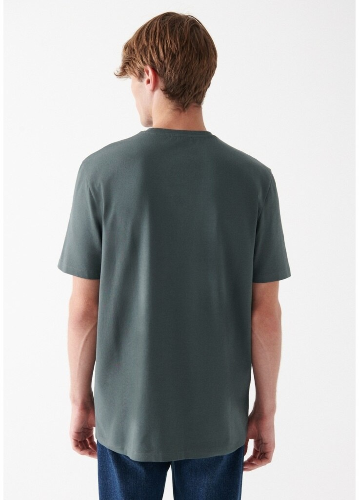 Resim Mavi Basıc Bisiklet Yaka Erkek T-Shirt M0610252-71598
