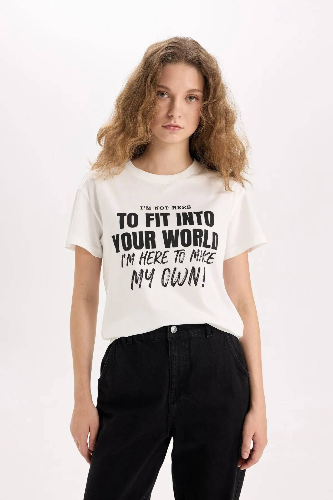Resim Defacto Kadın Kısa Kol T-shirt D1095AXWT32