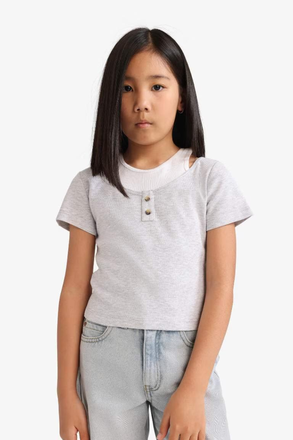 Resim Defacto Kız Çocuk T-shirt E1830A8/GR421