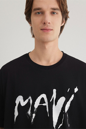 Resim Mavi Baskılı Erkek T-Shirt M0612469-900