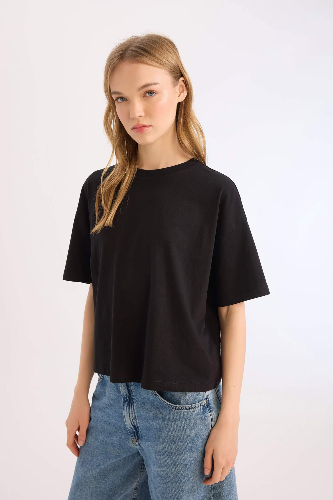 Resim Defacto Kadın Kısa Kol T-shirt E0291AX/BK81
