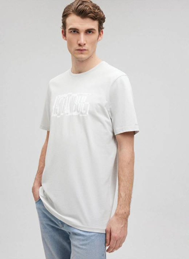 Resim Mavi İstanbul Baskılı Erkek T-Shirt M0611789-80618