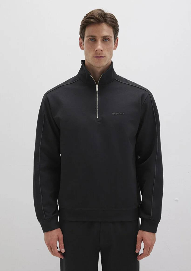 Resim Mavi Bisiklet Yaka Erkek Sweat M0S10387-900