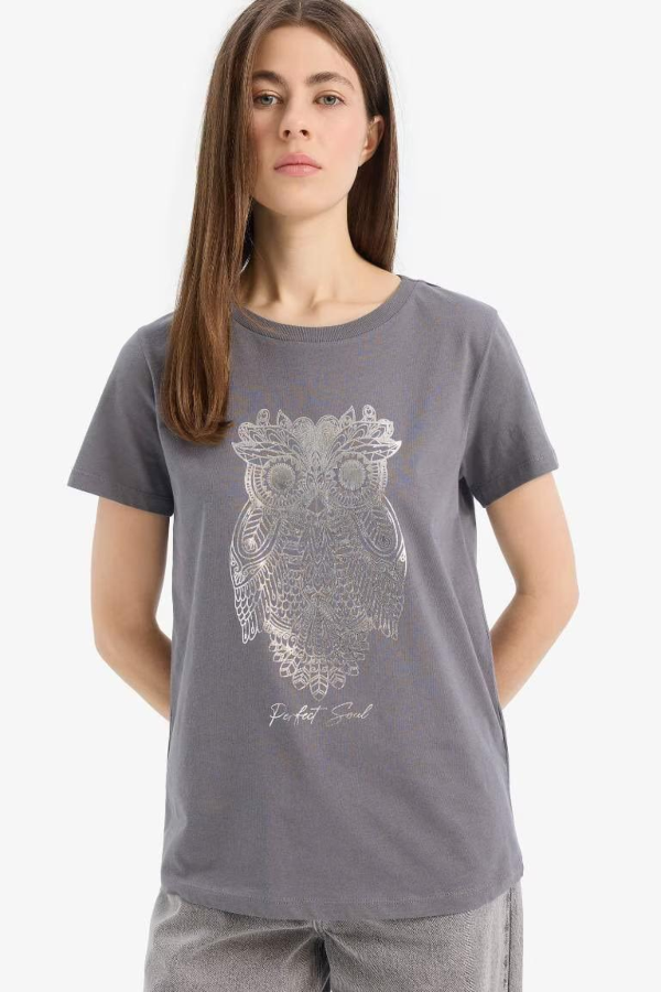 Resim Defacto Kadın Kısa Kol T-shirt E5137AXGR211