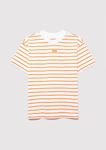 Resim Mavi Mv Baskılı Çizgili Erkek Çocuk T-Shirt M6610252-89160