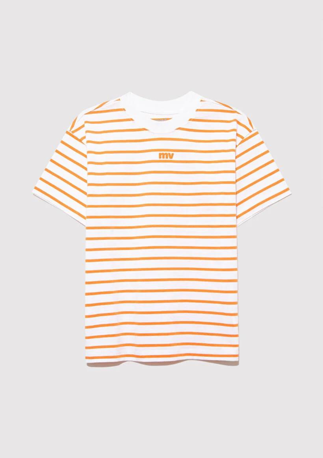 Resim Mavi Mv Baskılı Çizgili Erkek Çocuk T-Shirt M6610252-89160