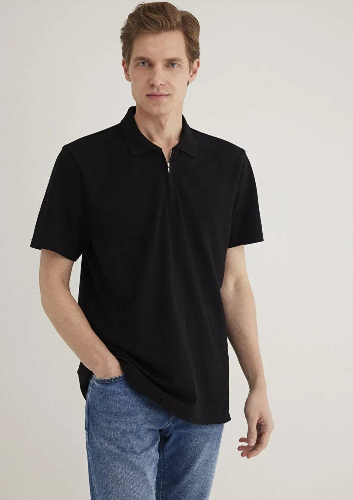 Resim Mavi Half Zıp Polo Erkek T-Shirt M0612525-900