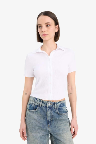 Resim Defacto Kadın Kısa Kol Gömlek D4520AXWT34