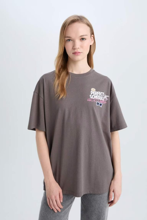 Resim Defacto Kadın Kısa Kol T-shirt E0637AX/GR206