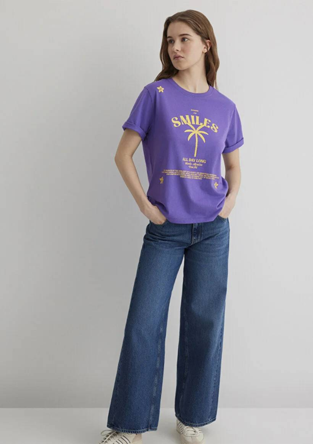 Resim Mavi Regular Kadın  T-shirt M1613164-85888