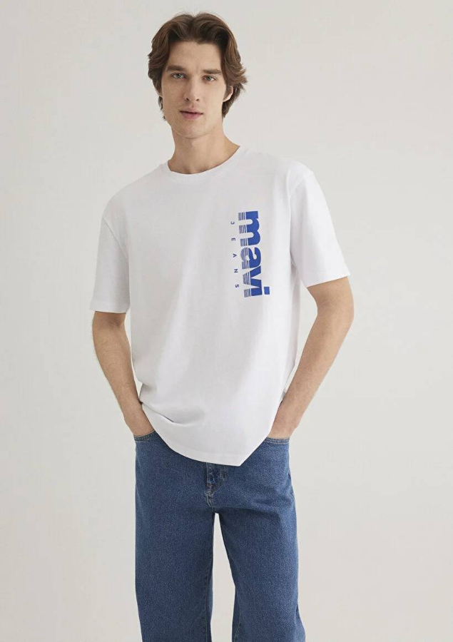 Resim Mavi Jeans Baskılı Erkek T-Shirt M0611745-620