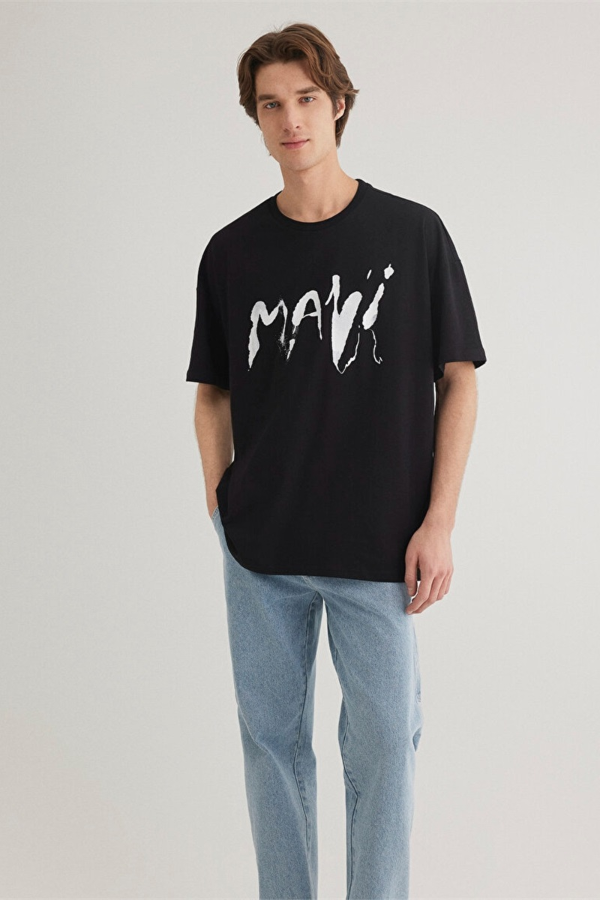 Resim Mavi Baskılı Erkek T-Shirt M0612469-900