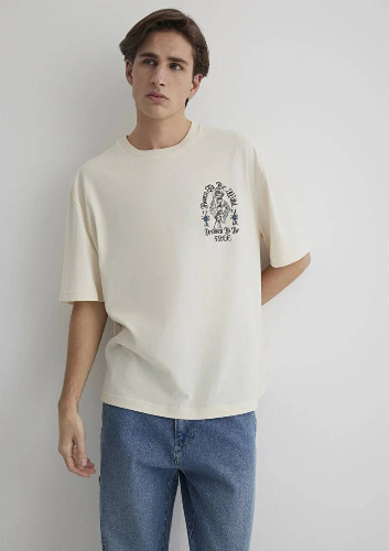 Resim Mavi Relaxed Erkek  T-shirt M0612703-70072
