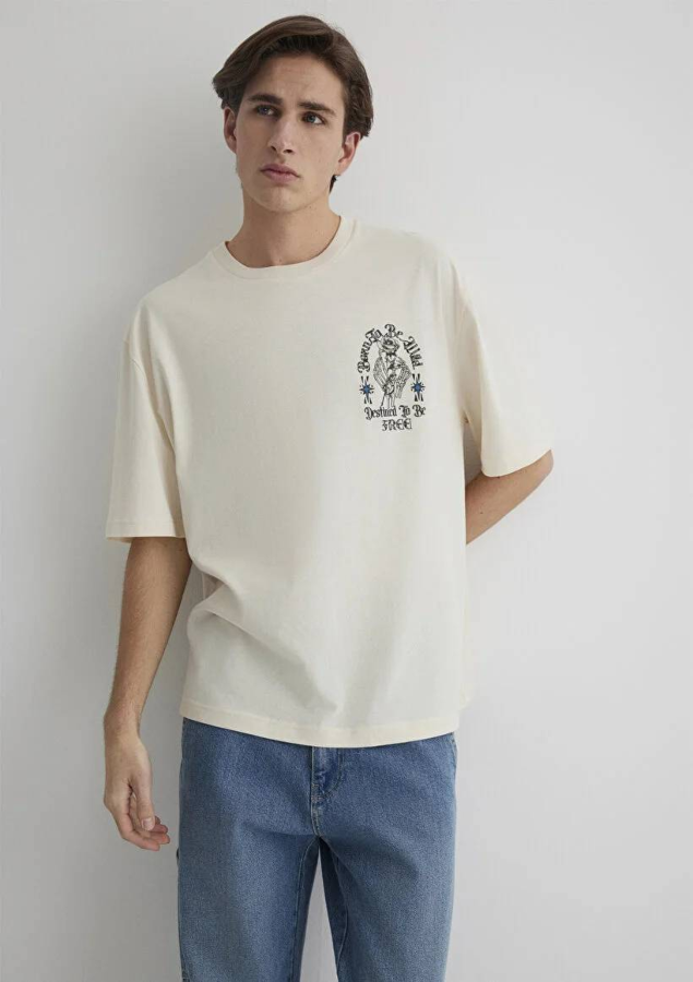 Resim Mavi Relaxed Erkek  T-shirt M0612703-70072