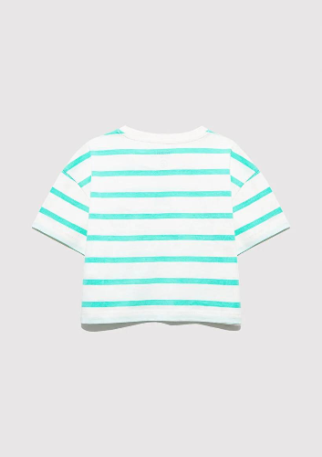 Resim Mavi Logo Baskılı Crop Kız Çocuk T-Shirt M7610182-88145