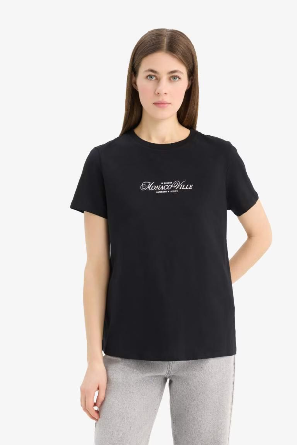 Resim Defacto Kadın Kısa Kol T-shirt E2789AX/BK81