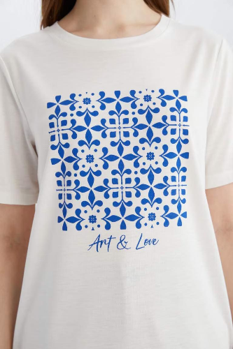 Resim Defacto Kadın Kısa Kol T-shirt E1163AXER105