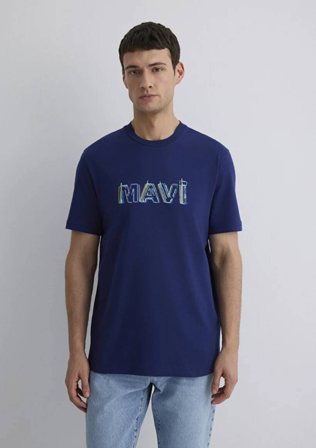 Resim Mavi Regular Erkek  T-shirt M0612587-70496