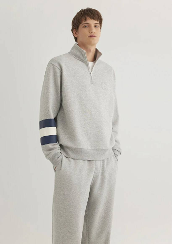 Resim Mavi M Baskılı Half Zıp Erkek Sweat M0S10307-80196