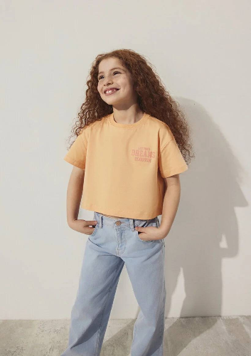 Resim Mavi Chase Your Dreams Baskılı Kız Çocuk T-Shirt M7610271-84657