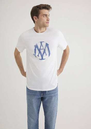 Resim Mavi Baskılı Erkek T-Shirt M065109-620