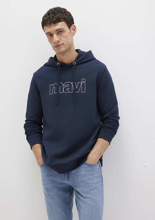 Resim Mavi Logo Kapüşonlu Erkek Sweat M065606-28417