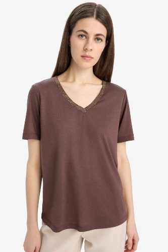 Resim Defacto Kadın Kısa Kol T-shirt K5057AZBN258
