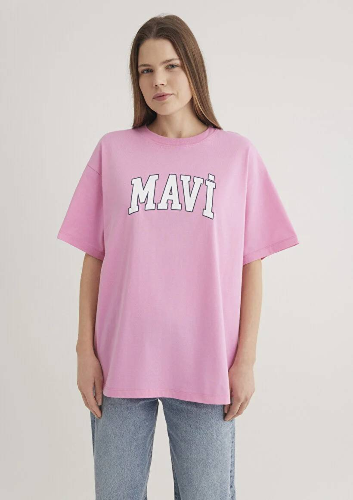 Resim Mavi Baskılı Kadın T-shirt M1600843-71032