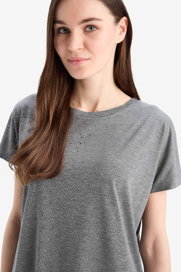 Resim Defacto Kadın Kısa Kol T-shirt E9333AX/AR53