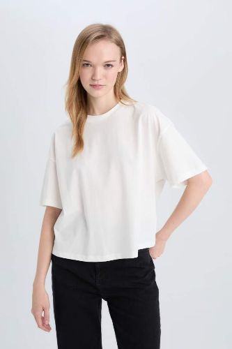 Resim Defacto Kadın Kısa Kol T-shirt E0291AXWT32
