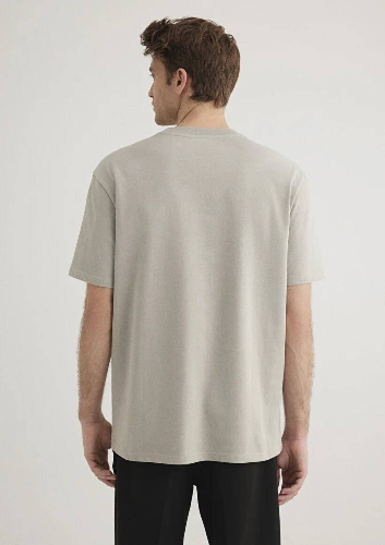 Resim Mavi Bisiklet Yaka Erkek T-Shirt M0611596-70100
