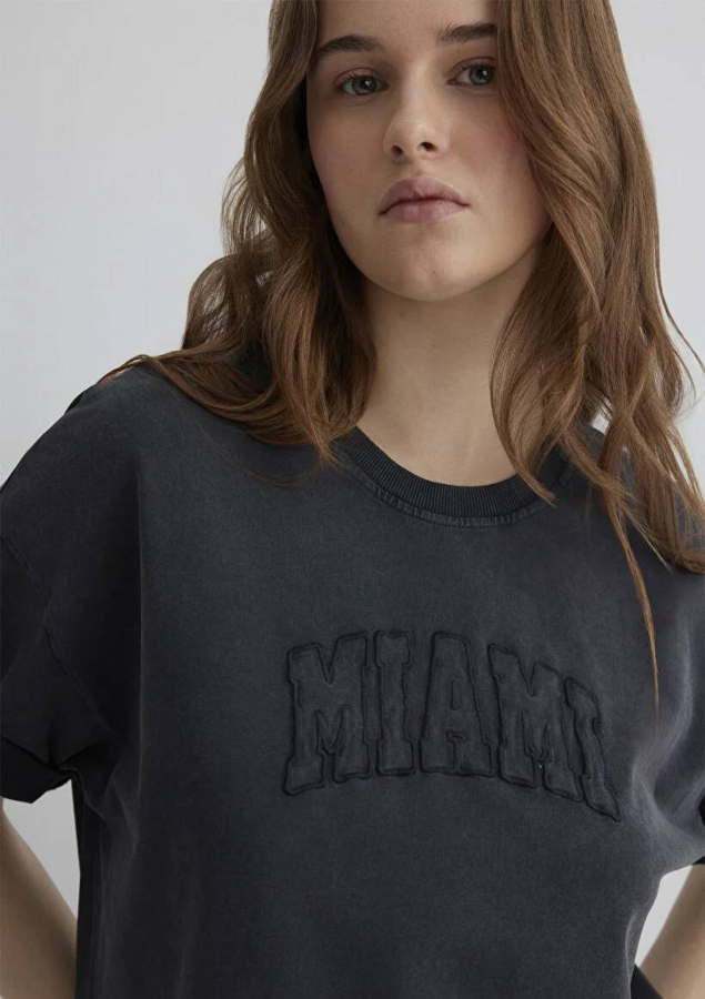 Resim Mavi Oversize Kadın  T-shirt M1613217-70087