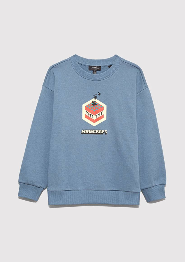 Resim Mavi Minecraft Baskılı Erkek Çocuk Sweat M6S10130-85518