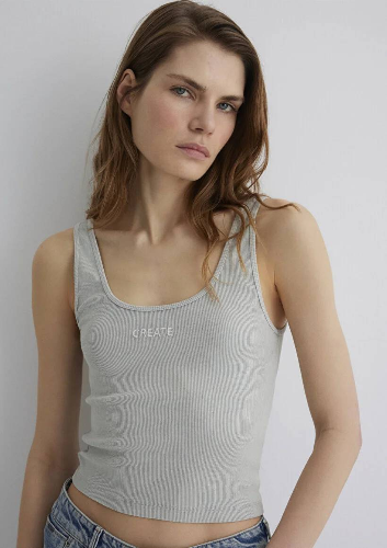 Resim Mavi Askılı Penye Kadın T-shirt M1612584-70075
