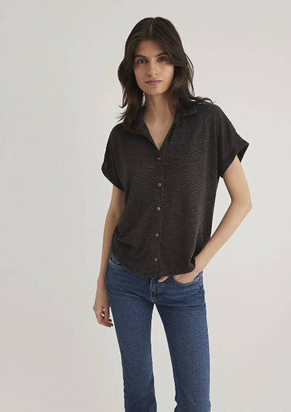 Resim Mavi Kısa Kollu Polo Kadın T-Shirt M1612142-70087