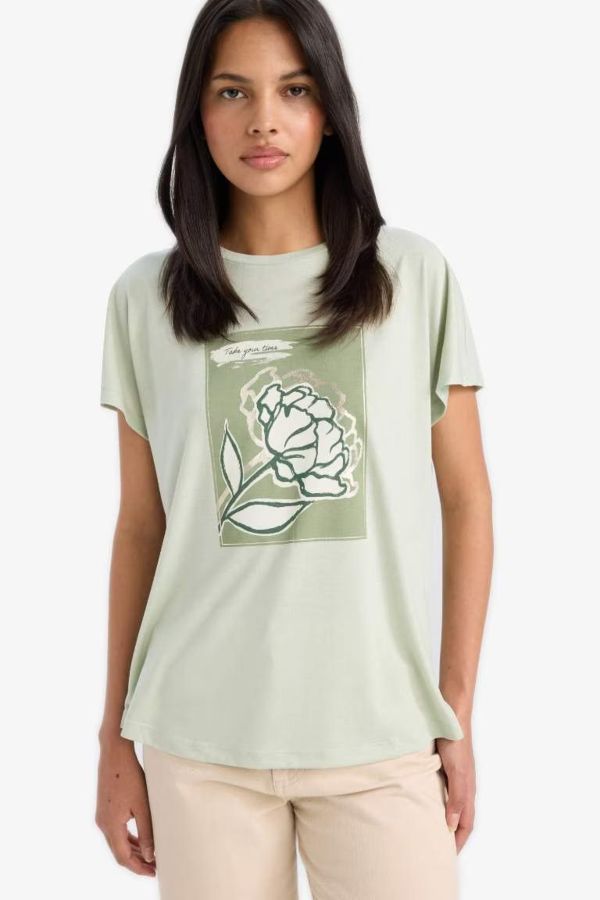 Resim Defacto Kadın T-shirt E5139AX/GN1156