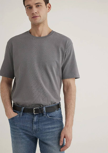 Resim Mavi Bisiklet Yaka Erkek T-Shirt M0611596-80020