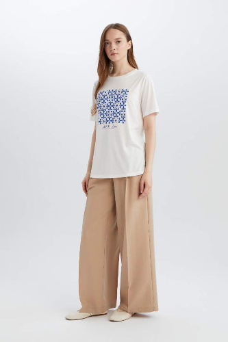 Resim Defacto Kadın Kısa Kol T-shirt E1163AXER105