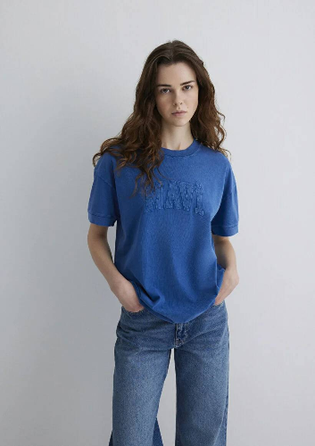 Resim Mavi Loose Kadın  T-shirt M1613224-88121