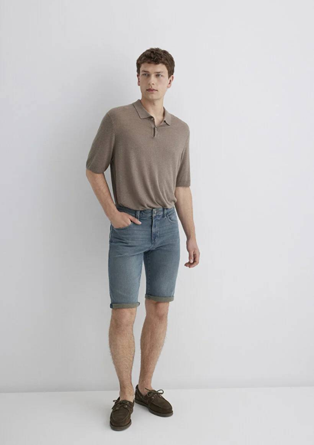 Resim Mavi Regular Straight Erkek  Denim Şort M0416089816